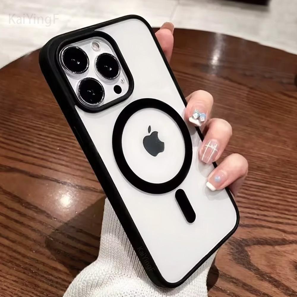 Роскошный прозрачный чехол для iPhone 16 15 14 13 12 11 Pro XS Max XR Магнитная беспроводная зарядка для Magsafe Мягкий бампер Прозрачный чехол