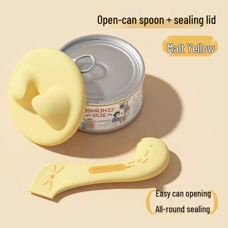 Многофункциональная силиконовая ложка для кошачьего корма и открывалка для консервов с герметичной коробкой