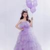 Вечернее платье свадебное платье новое одежда для вечеринки по случаю дня рождения девочки ретро французское супер фея юбка-торт фиолетовое
