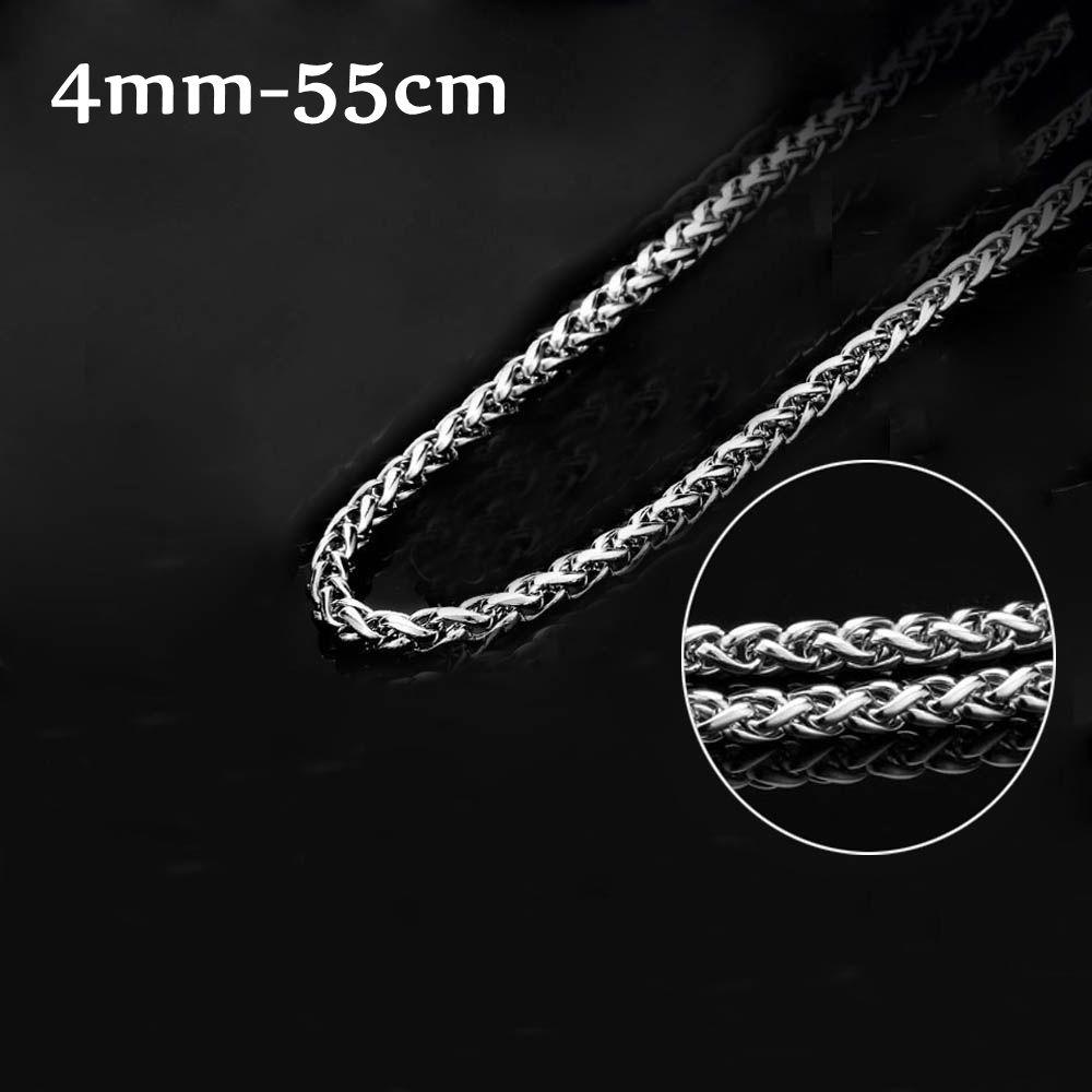 Men Silver Color Cool Choker Metal Collar Stainless Steel Necklace Braided Wheat Chain Heavy Link