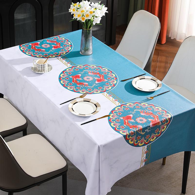 Скатерть в скандинавском стиле, водонепроницаемая и маслостойкая скатерть из ПВХ, прямоугольная скатерть Chazhhuo с простым узором и цветком, уличная походная ткань