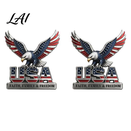 Прочный клейкий автомобильный стикер США Вера Семья и Свобода Металлический значок Орел