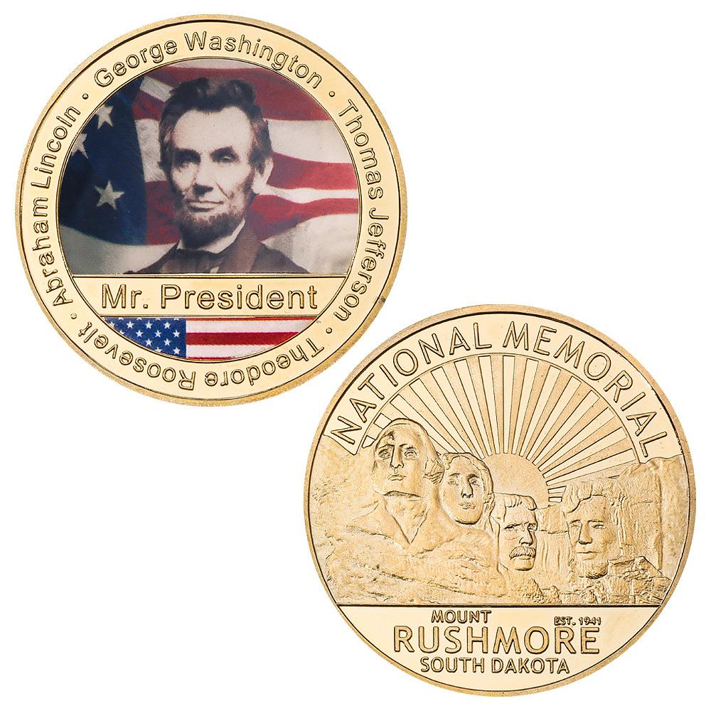Presidential Mount commemorative coins, gold-plated and silver plated commemorative medals, enthusiasts collect commemorative gifts