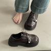 Винтажная женская кожаная обувь осенняя мода пряжка ремня нескользящие лоферы на платформе модная шнуровка увеличение роста повседневная обувь