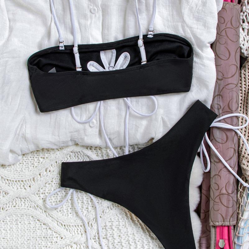 Женский съемный плечевой ремень Топ-бюстье Бикини Купальник 2026 Новый Контрастный цвет Раздельный стиль