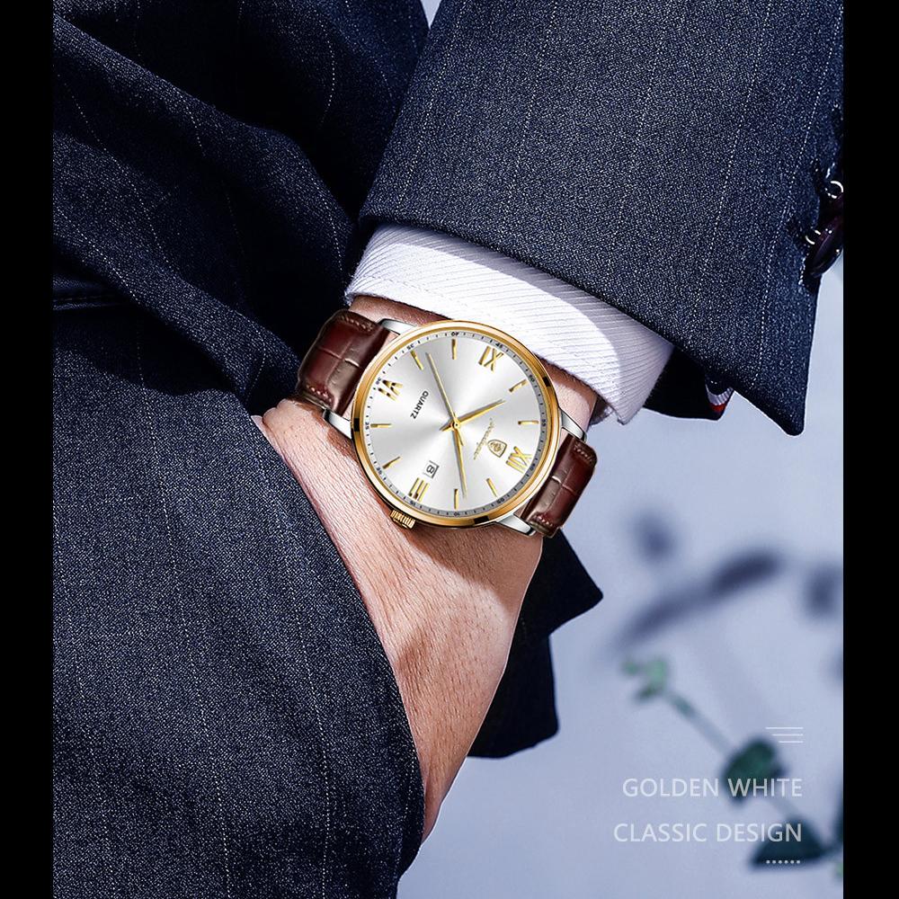 POEDAGAR Новые роскошные мужские часы ТОП-бренда с коробкой, ультратонкие водонепроницаемые светящиеся мужские кварцевые часы