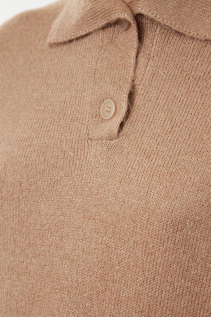 Women's Fashionable Stylish Sweater Mink More Sustainable Soft Textured Wide Fit Polo Neck Knitwear Sweater