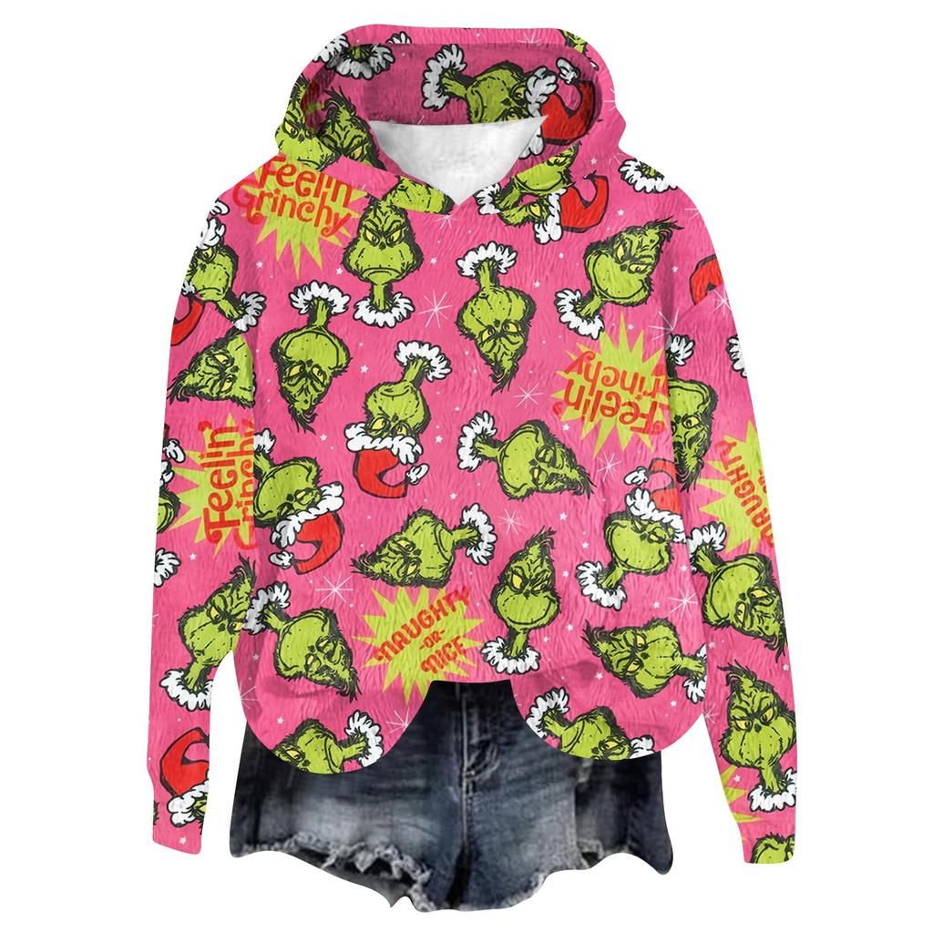 Женская фланелевая толстовка с капюшоном и длинными рукавами с рождественским принтом