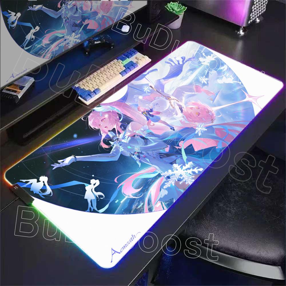 Новый Роль Кавайи Aemeath RGB Коврик для Мыши Игровой Wuthering Waves Милая Аниме Девушка Коврик для Мыши XXL Компьютерный Нескользящий Резиновый Коврик для Клавиатуры