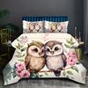 Набор из 2/3 предметов Свежий и Любящий Две Совы Любви, сидящие на ветках розовых цветов Набор постельного белья с птицами Комплект пододеяльника с цифровой печатью