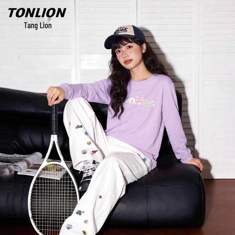 Женская футболка TonLion с длинным рукавом, из чистого хлопка, с буквой TS