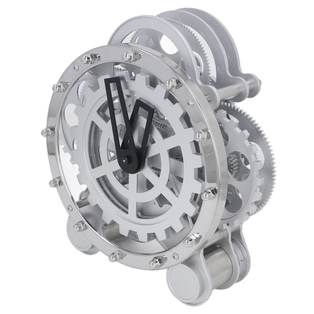 Шестереночные часы Двойная подставка Шестеренки Вращающиеся часы Нержавеющая сталь Винтажный Индустриальный Механические