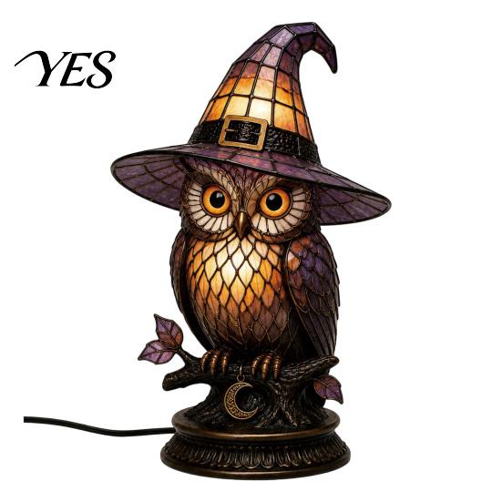 Gothic Decor Lamp Witch Hat Lamp, Stained LED Light, Halloween Table with Warm Glow, Wizardry Night Light for Bedroom Mantel Bookshelf Entryway Party