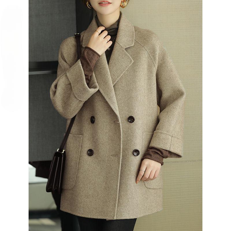 Premium Ribbed Woolen Overcoat for Women, Loose Fit To Accentuate Slimming Look In Spring Autumn Winter