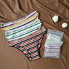 Girls' Rainbow Stripe Cotton Briefs - Low Waist, Breathable, High Elasticity, Summer Style