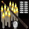 Floating Candles With Wand Remote Control 12 Pack LED Flameless Flickering Taper Candles Warm White