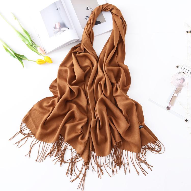 2024 Autumn And Winter New Solid Color Extended Thin Imitation Cashmere Scarf Versatile Warm Neck Protection Scarf Shawl For Women