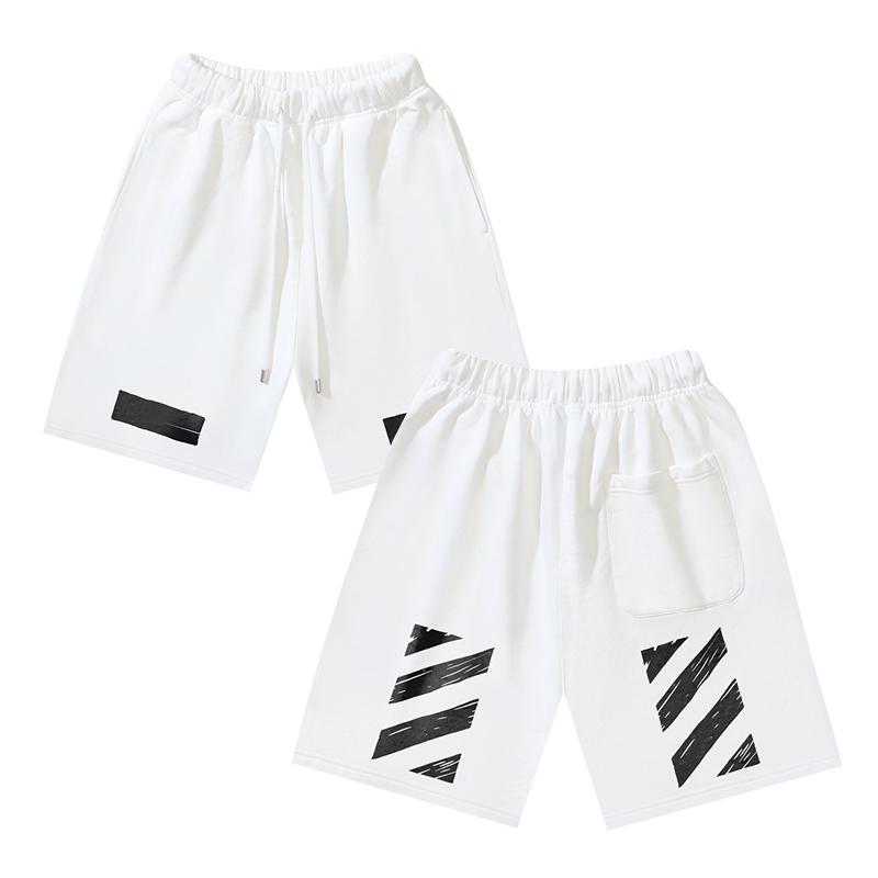 1210 Off-White 2026 Spring/Summer New OW Graffiti Slant Stripe Printed Men's and Women's Casual Loose Shorts