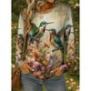 Women's T Shirt Floral Graphic Bird Tees Fashion Stylish Long Sleeve Crew Neck Regular Tops
