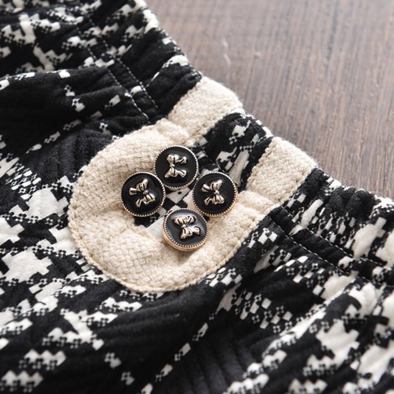 Children's Suit Girls Western Style Small Fragrance Black Plaid Pattern Jacket Shorts Two-piece Suit