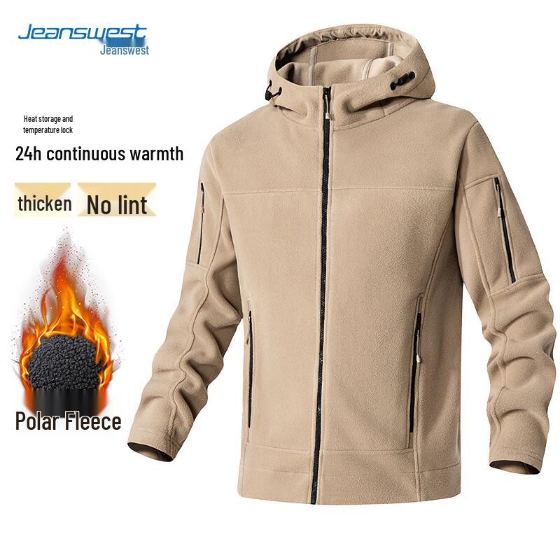 JEANSWEST Men's Autumn Winter Thickened Fleece Workwear Jacket
