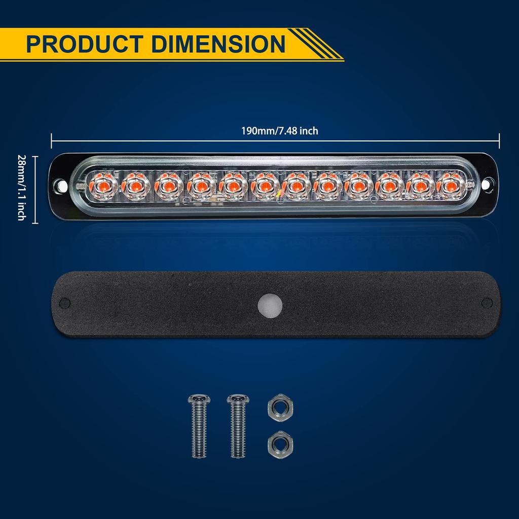 2 шт. 19 см светодиодный стробоскопический светильник 18 Вт 12-24 В 12 светодиодов аварийный стробоскопический светильник аварийная лампа грузовик аварийный свет мигающая лампа (красный)