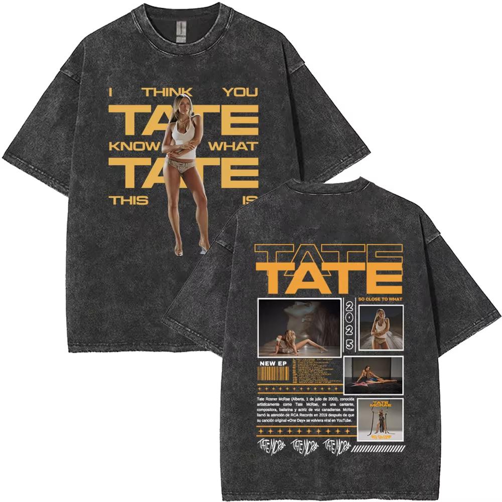 Tate Mcrae Album So Close To What Miss Possessive World Tour Washed T Shirts Men Women Fashion Vintage Oversized Tshirt