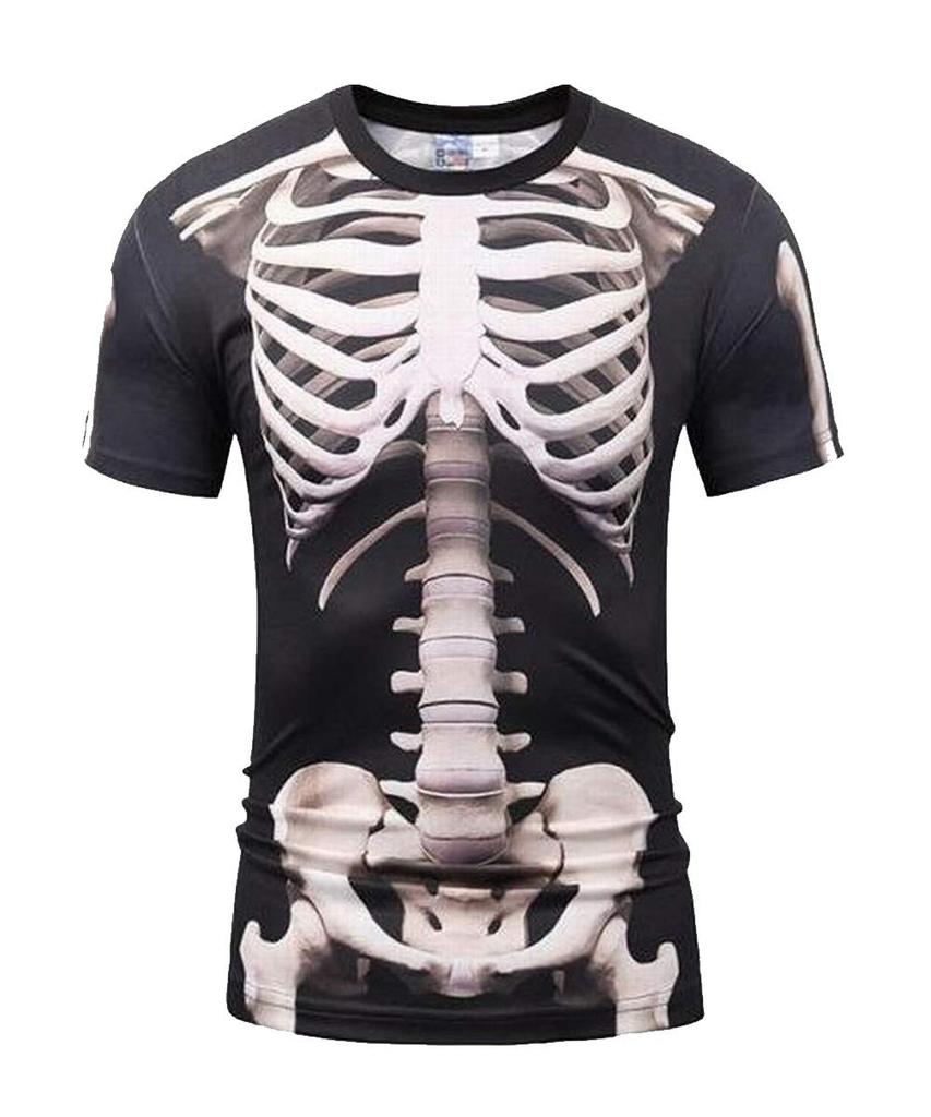 Skeleton Style Funny 3D Print Bone Skeleton Cosplay Joke Goods [Honesty Mouth] T-Shirt X-ray Men's (L)