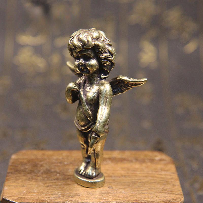 Ретро Медная статуя Купидона, Бог любви, маленькие украшения, латунные фигурки ангелов, настольные украшения, домашний декор, аксессуары для комнаты