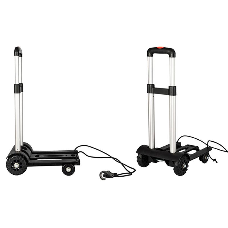 4-колесная складная тележка Тележка для покупок Продуктовая тележка Грузовая тележка Тележка для багажа Алюминиевый сплав Маленькая Легкая Складная ручная тележка