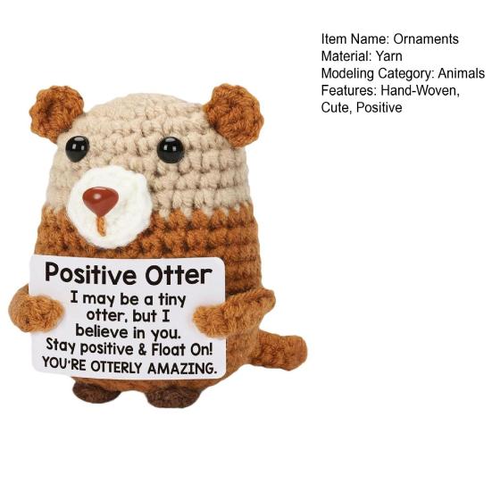 Позитивная вязаная крючком мини-кукла-корова, ручная работа, вязание, снятие стресса, украшение в виде выдры, забавное животное для эмоциональной поддержки, дом, комната