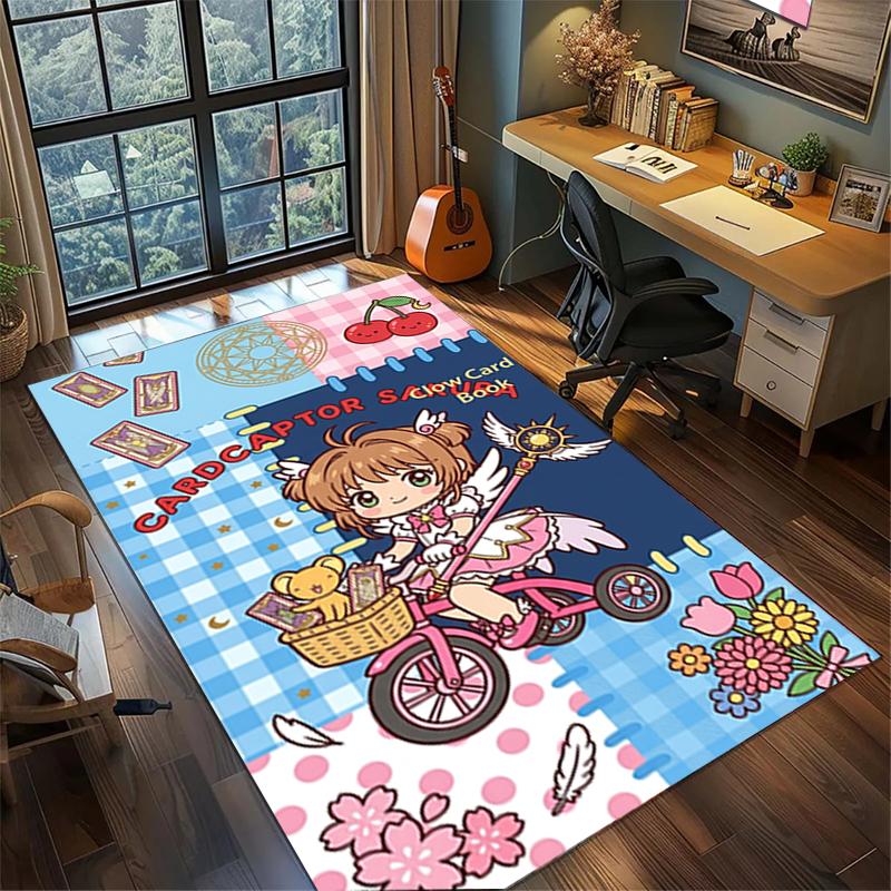 Декор для комнаты геймера и спальни Коврик с изображением Cardcaptor Sakura, нескользящий, моющийся, для большой площади—kwq5