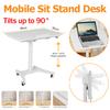Мобильный стол для работы стоя 2,36-3,54 фута с регулируемой высотой, компьютерный стол на колесах, пневматический стол для ноутбука для офиса, дома, учебы