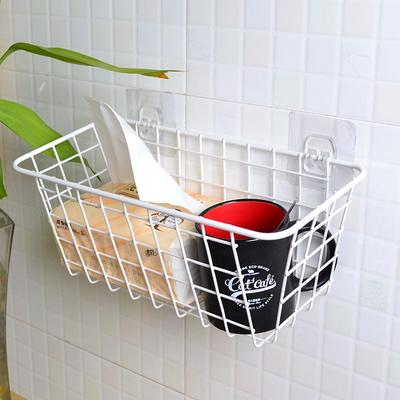 Кухонная подвесная корзина из кованого железа, ящик для хранения без перфорации, настенный настольный туалет для ванной комнаты
