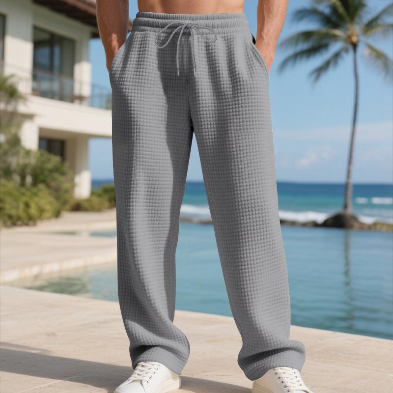Модные мужские свободные прямые жаккардовые повседневные простые брюки для работы однотонные универсальные широкие брюки на осень-зиму