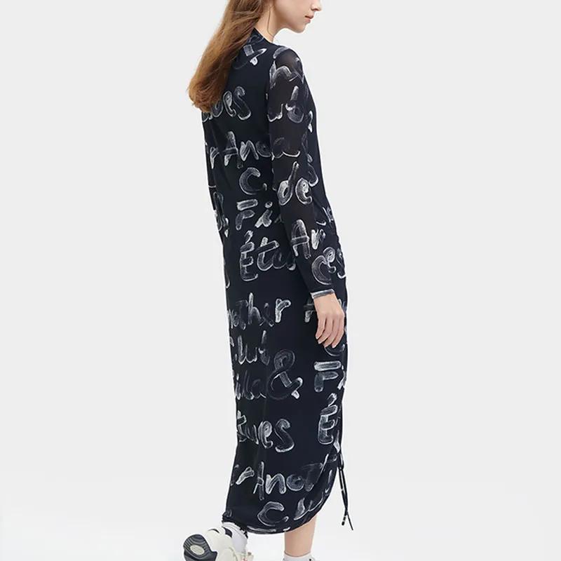FILA Long-Sleeved Dresses Women's All Over Print Half-Turtleneck Moderate Long Bodycon Skirt (Unisex) Long-Sleeved Dresses F11W346303F ZA