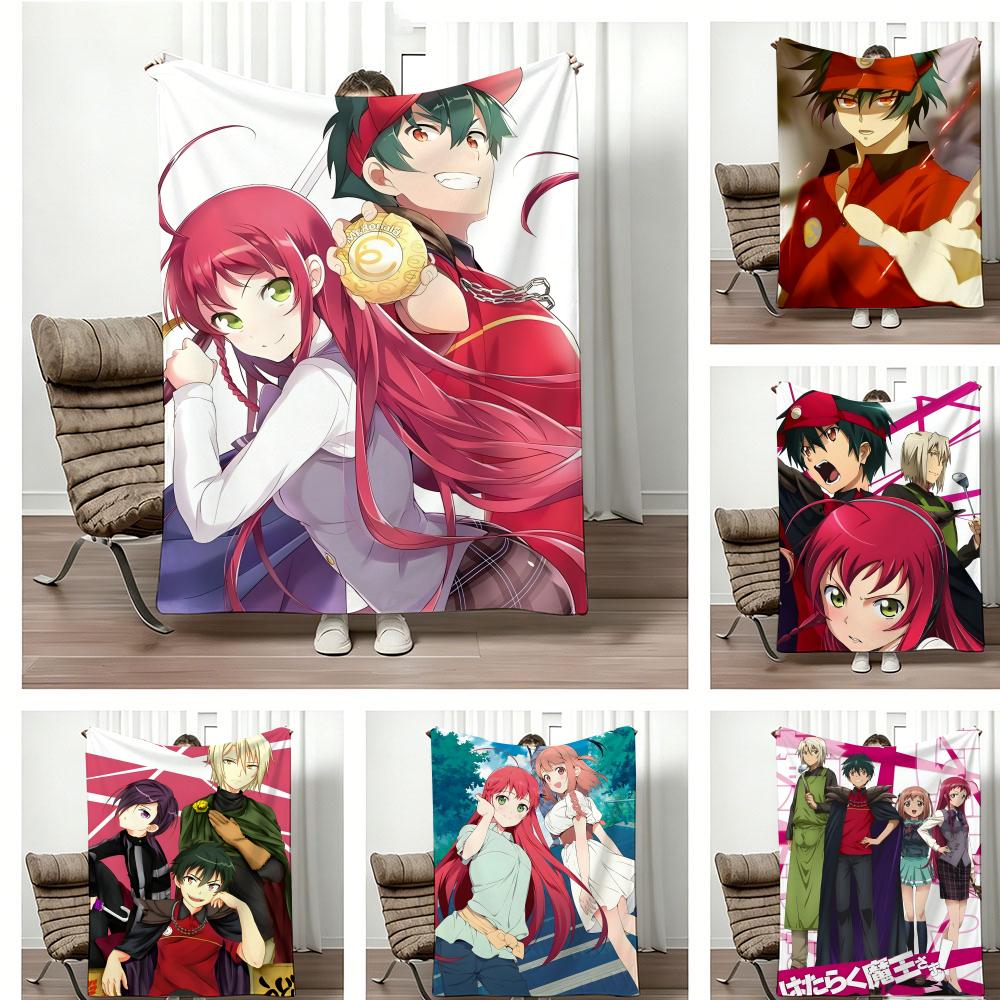 ANIME H-Hataraku Maou sama Throw Lightweight 240g Flannel Blanket Soft Skin-friendly for Summer Cooling