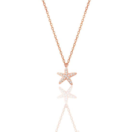 Starfish Necklace with Rose Zircon Stone