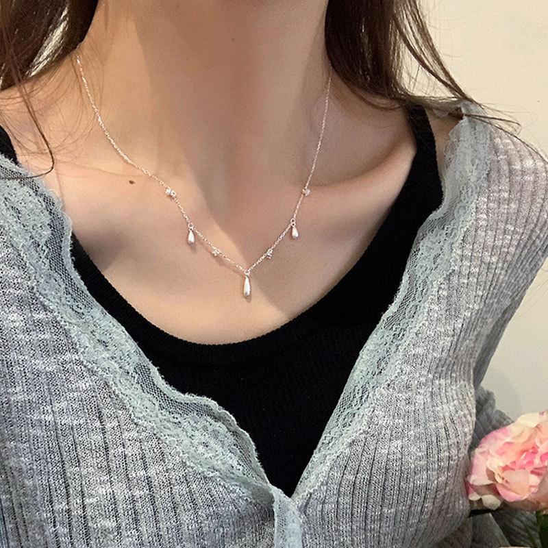 Простое высококачественное матовое ожерелье из циркония с каплями воды, женское нежное нишевое модное темпераментное универсальное шейное колье для свитера