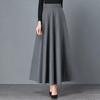 Maxi Skirt High Waist A-Line Long Skirt with Pockets Breathable Slimming Large Hem Design Office Lady Skirt