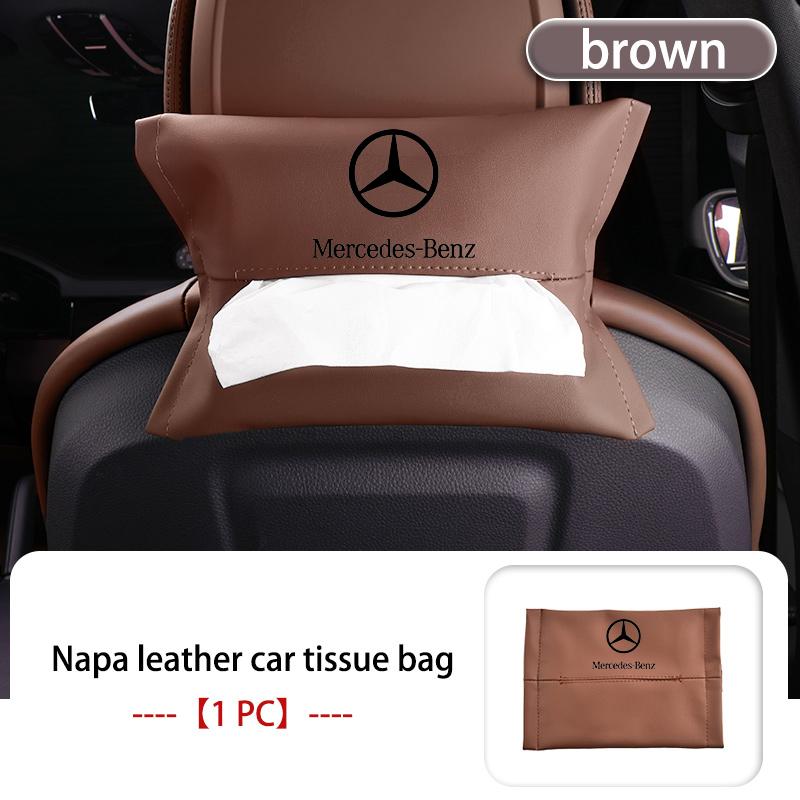 AABII1 For Benz 1/2PCS Car Styling Tissue Box Seat Back Hanging Bag Leather Tissue Storage Box AMG Exclusive A C E R V Class CLA CLS