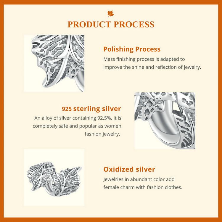 WOSTU Стерлингового серебра 925 пробы дикая хризантема позиционирующая пряжка Очаровательные бусины в виде листьев для браслета DIY ювелирные изделия