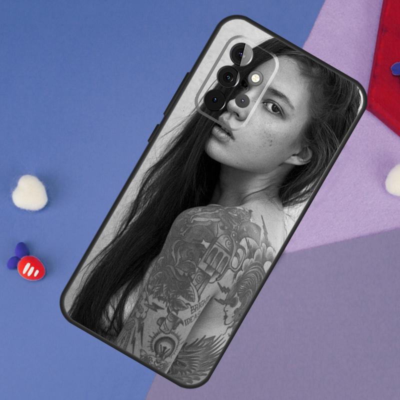 Sexy Sleeve Tattoo Girl Case For Samsung Galaxy A15 A54 A34 A14 A13 A53 A16 A26 A36 A56 A12 A22 A32 A52 A06 A35 A55