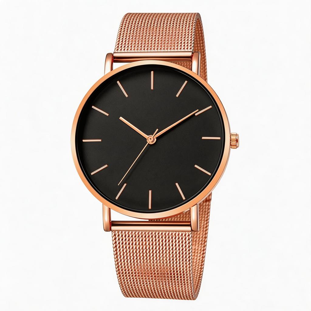 Fashion Leisure Simple Ultra Thin Men Women Creative Black Stainless Steel Quartz Watches Men Business Male Wristwatch Clock