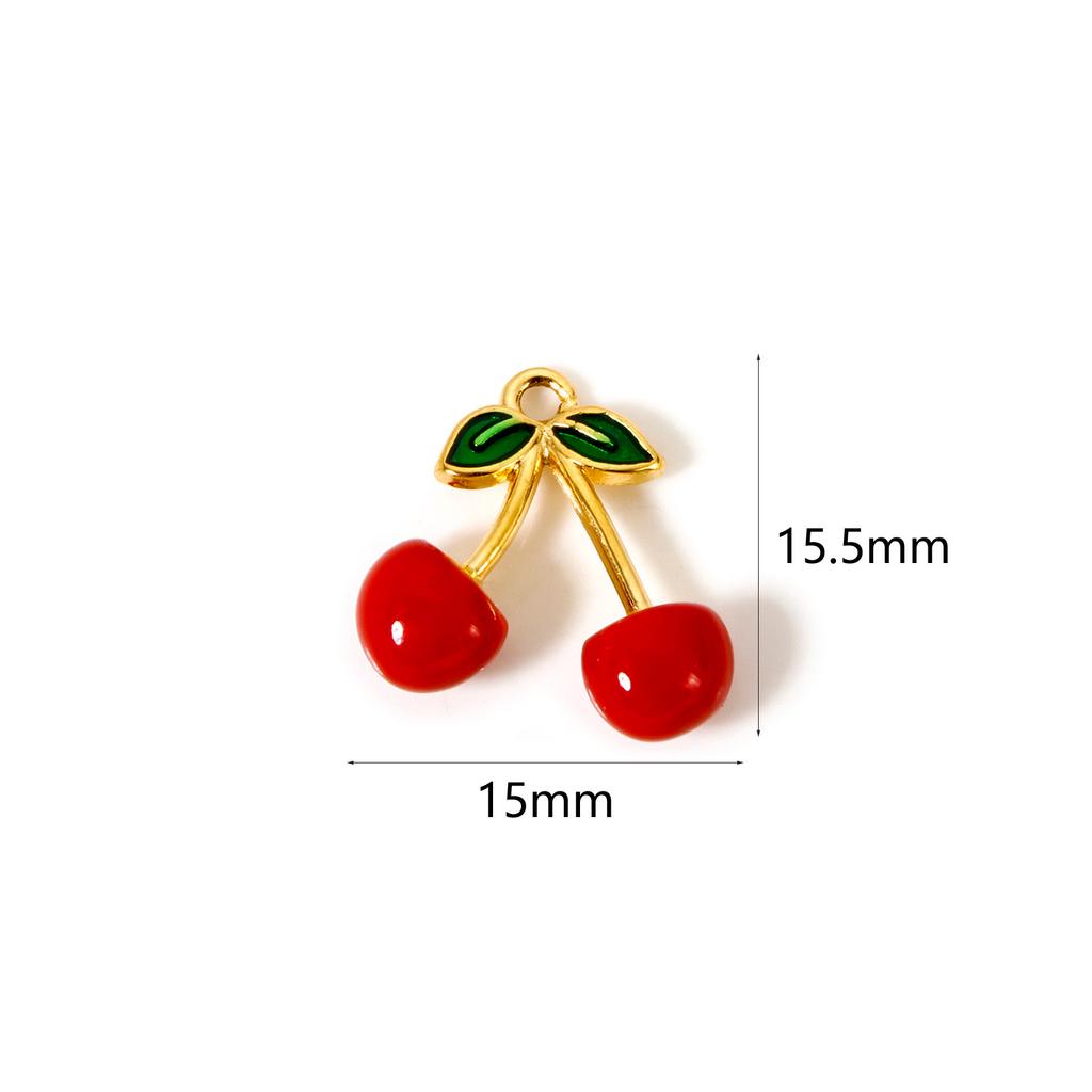 1 шт. Шармы Коллекция Flora из нержавеющей стали 304 С покрытием 18K золотом Красная эмаль Подвески Вишня Клубника Для самостоятельного изготовления ожерелий