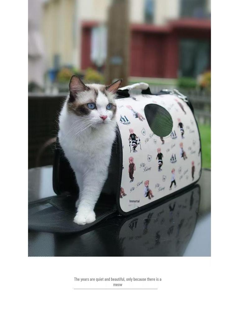 Multi-Color Portable Cat Backpack - Breathable, Foldable, Large Space, Single Shoulder Design for Travel
