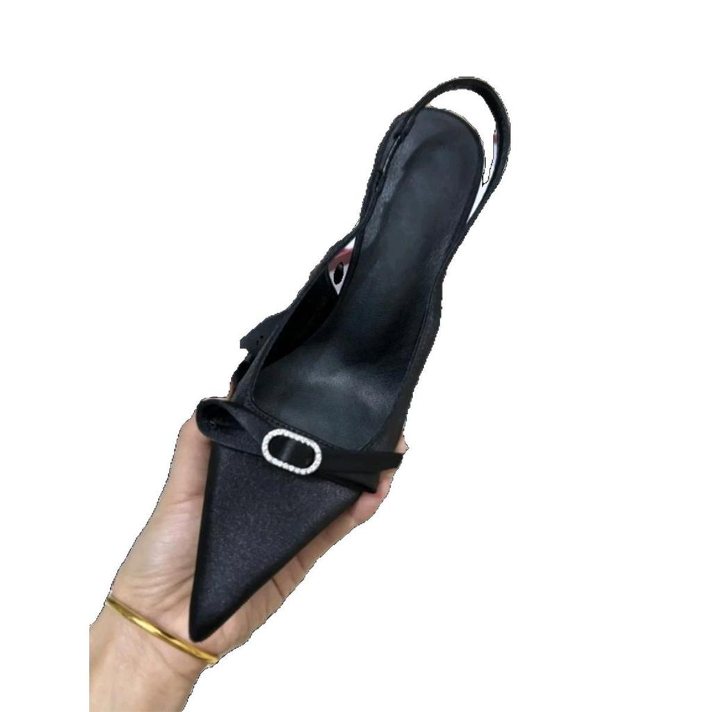 Весна новая атласная обувь на высоком каблуке женские шпильки бант темперамент острый носок лодочки летние босоножки с закрытой пяткой