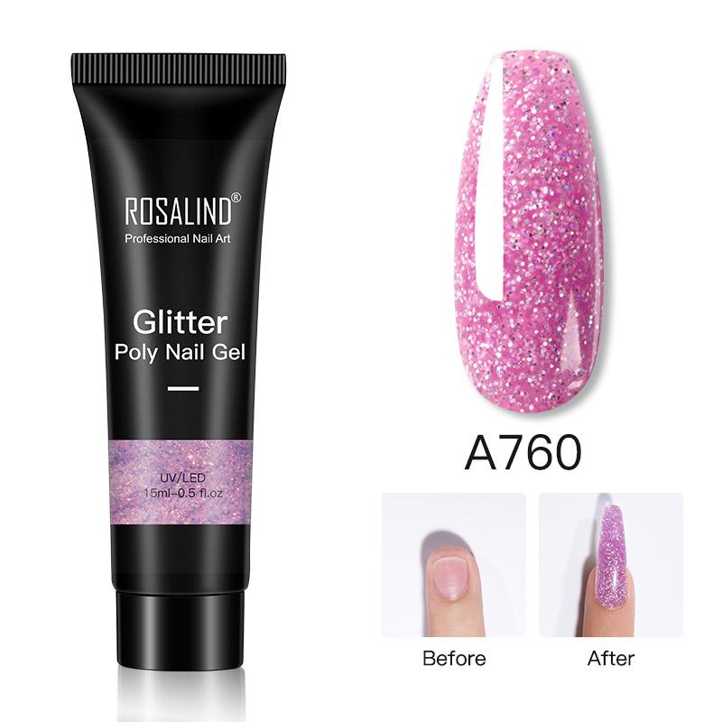 ROSALIND 15 мл блестящий УФ-гель для наращивания ногтей лак для ногтей быстрое наращивание полигель для ногтей для дизайна ногтей