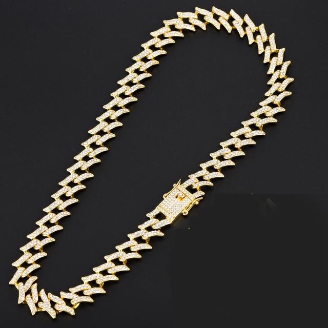 30 ''Hip Hop Rock Crystal Cuban Choker Necklaces For Women Iced Out Pink Rhinestone Chunky Thick Necklaces Luxury Shine Jewelry