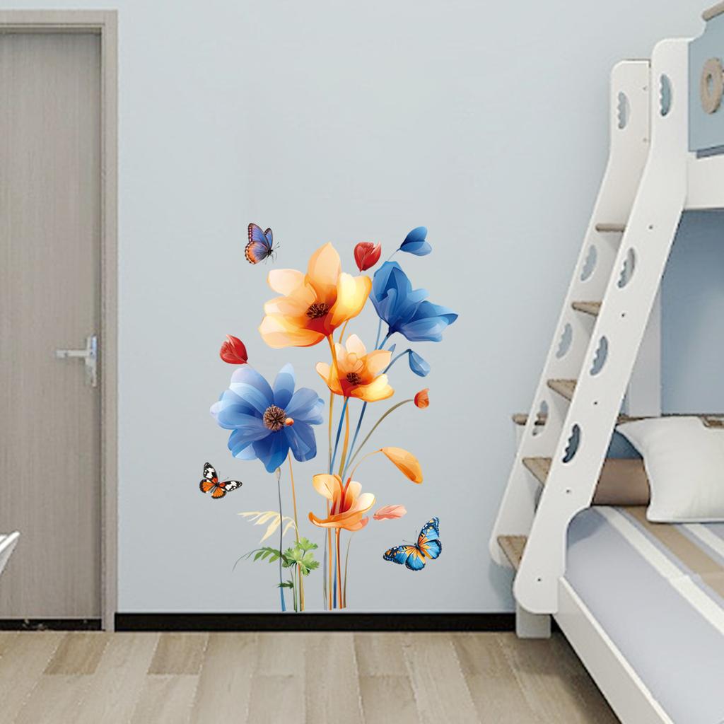 Креативные наклейки на стену с цветами, наклейки-бабочки, самоклеящееся украшение для спальни, гостиной, фона для дивана, коридора, прихожей, домашний декор
